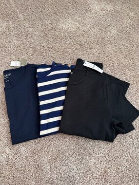 J. Crew Navy, Navy/White Stripe & Black Short Sleeve Tees